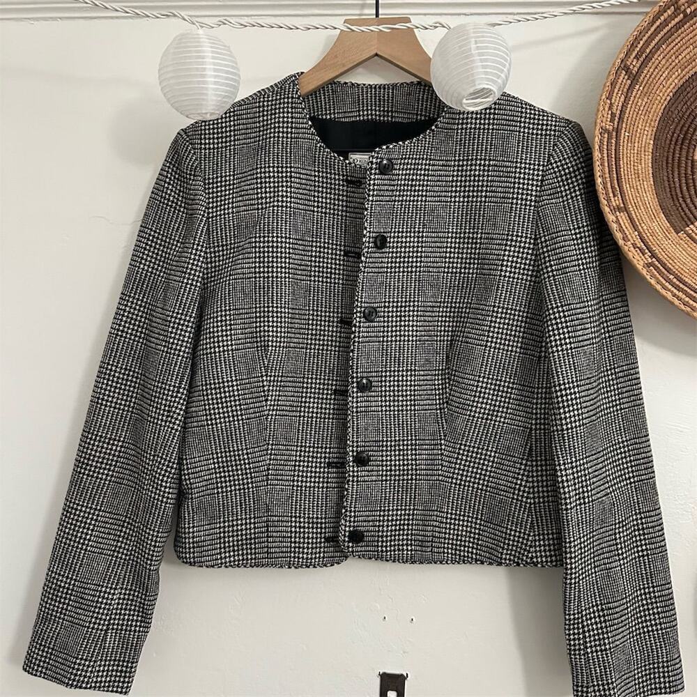 Pendleton Women's Vintage Wool Overcoat M Black Houndstooth Formal Jacket